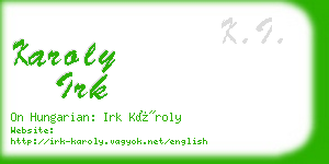 karoly irk business card